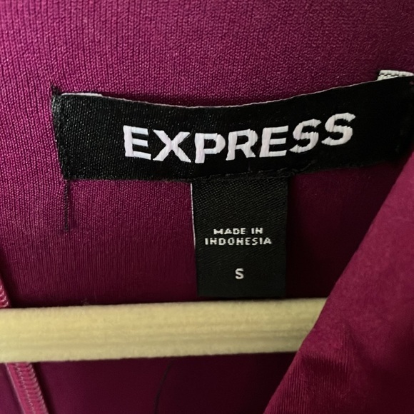 Express: Metallic Purple Plunging neckline- side slit-long sleeve- Dress- S - Picture 2 of 16